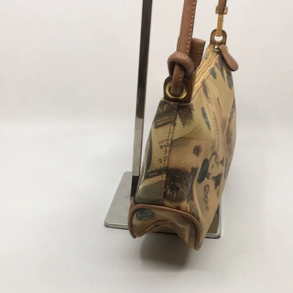 Roccobarocco Italian Coated Canvas Y2K bag with currency print